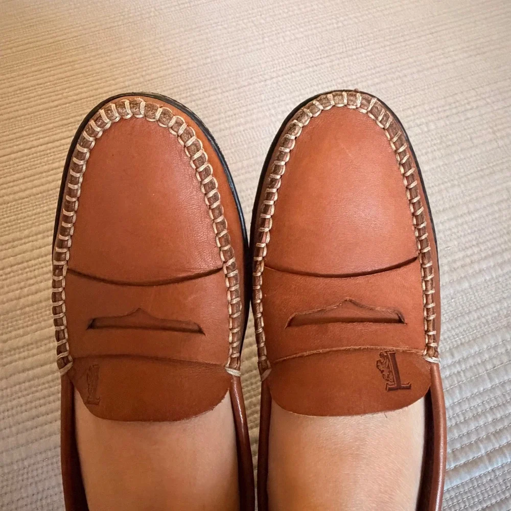 Tods Womens Tan Leather Penny Loafer Gommini Driving Moccasins Italy EU38/US7.5
